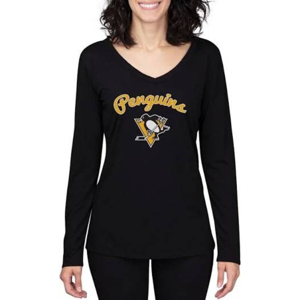 Concepts Sport Pittsburgh Penguins Marathon Knit Long Sleeve T-Shirt M Black